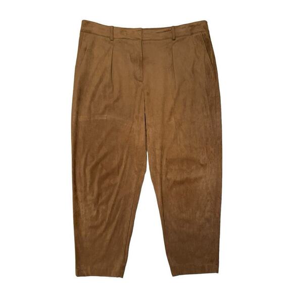 Calvin Klein Pants Women's 16 Camel Faux Suede High Rise Ankle Cropped - Picture 1 of 9
